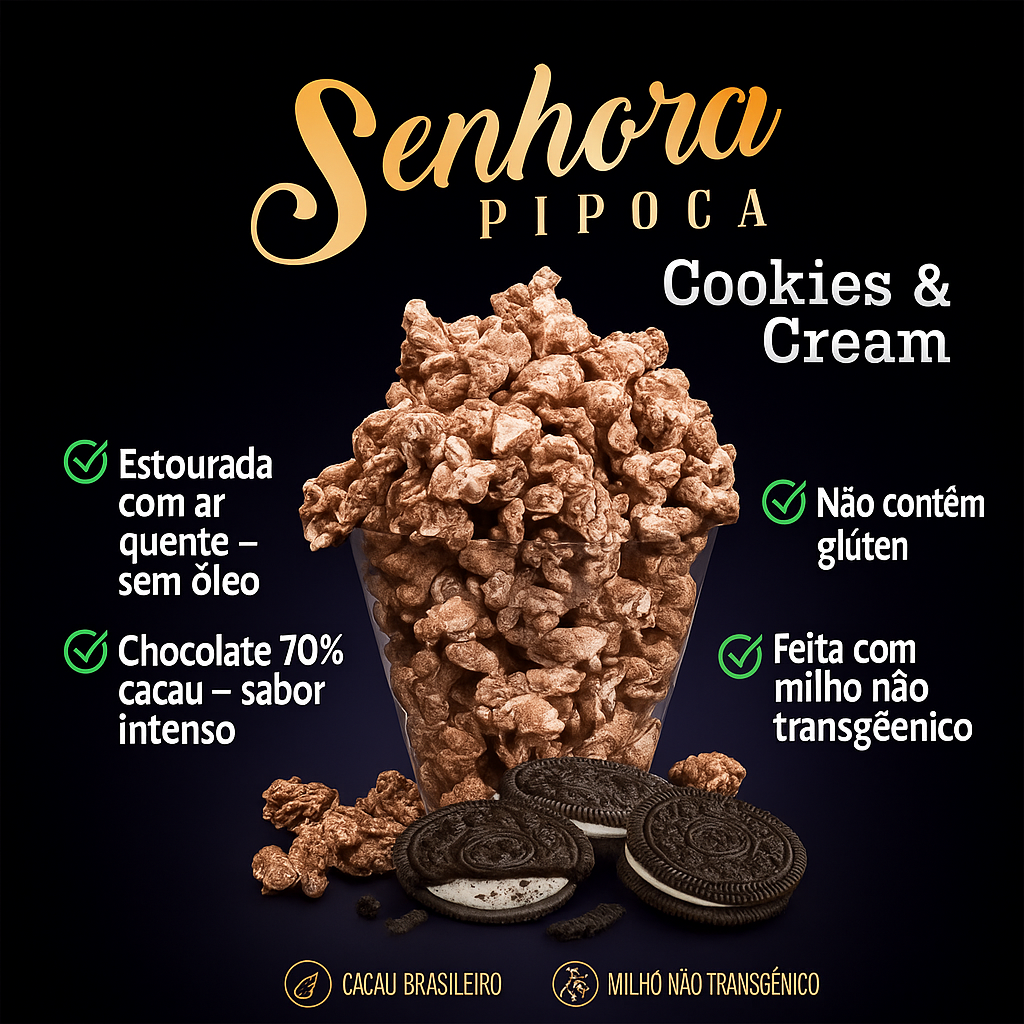 Pipoca Gourmet Doce Pronta Cookies and Cream Sra Pipoca